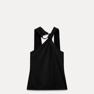 Zara Black Knot-Front Tank Top